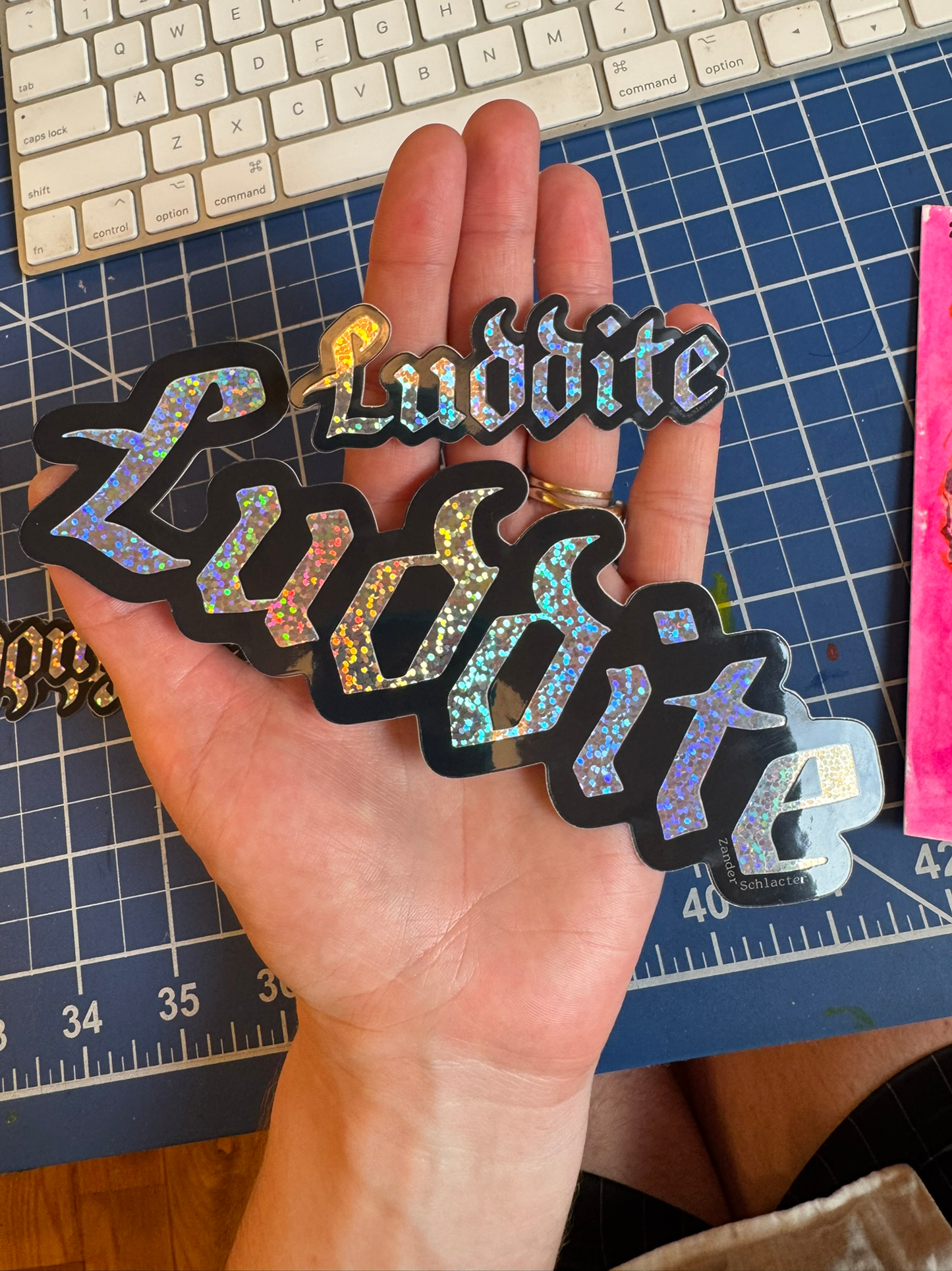 Mini Luddite Glitter Sticker